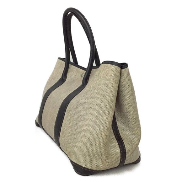 Authentic Hermes Garden Party 36 Greige with Black Leather Trim - Picture 3 of 15